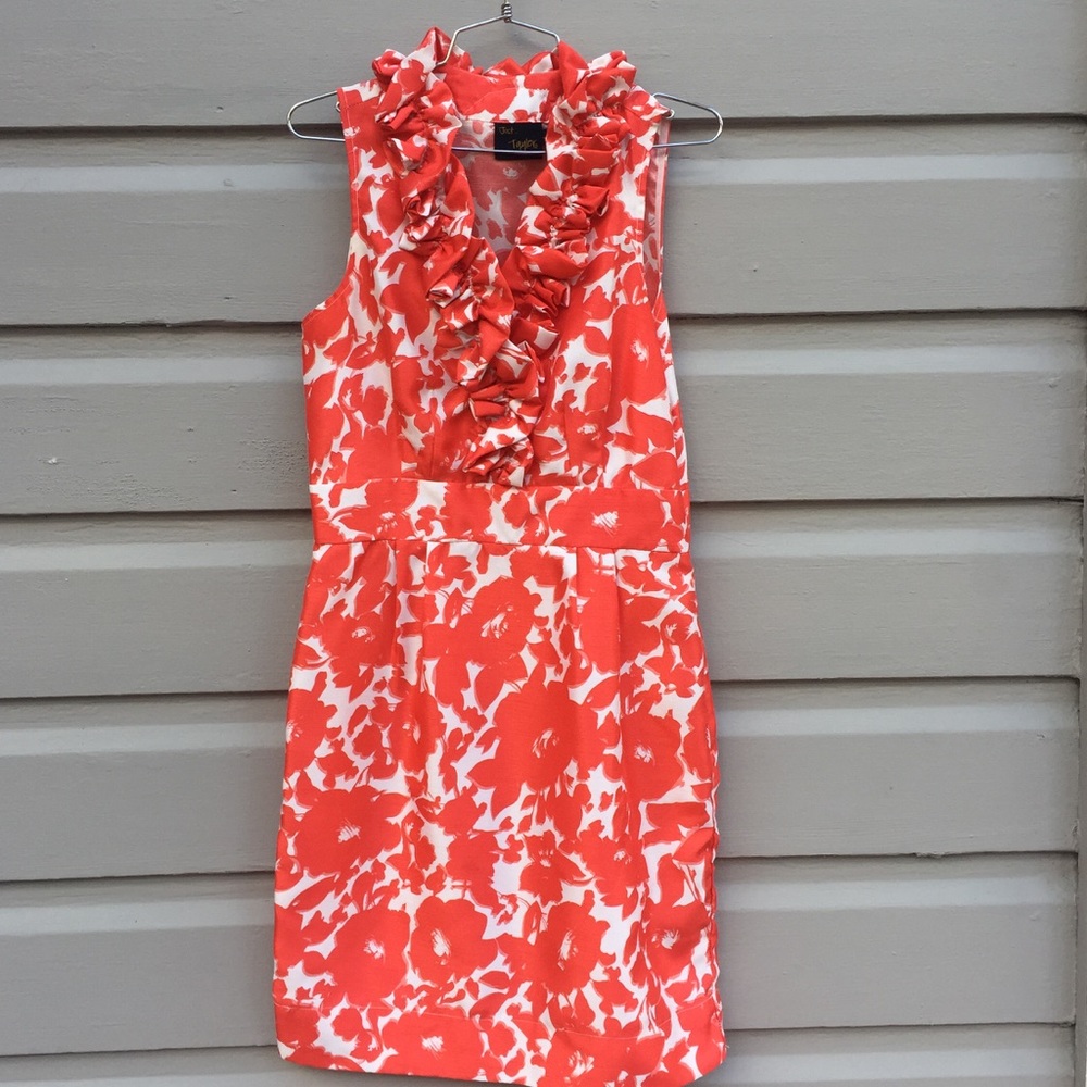 Just Taylor Feminine Ruffle Neck Sleeveless Dress